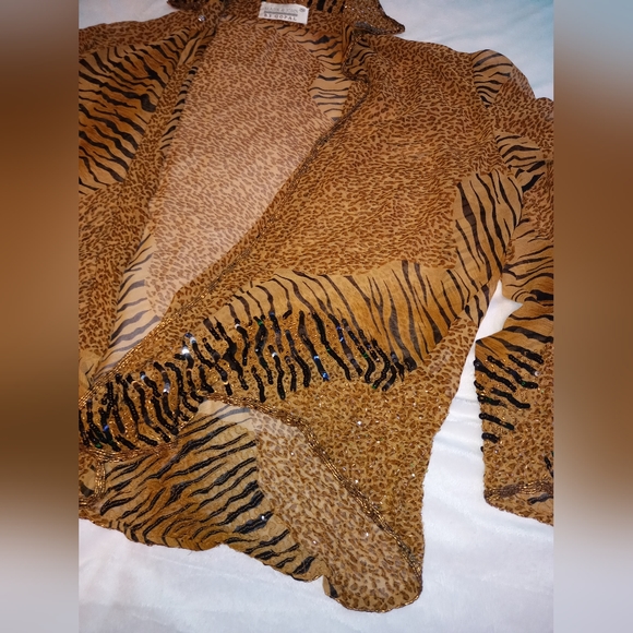 Womens Leppard & tiger print cardigan - Picture 3 of 3